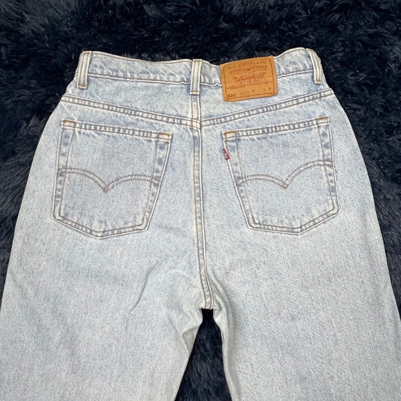 |•LEVI'S•| 521 Tapered Fit Tapered Leg Light Wash Jeans Size 12 Petite Rare - Picture 6 of 15